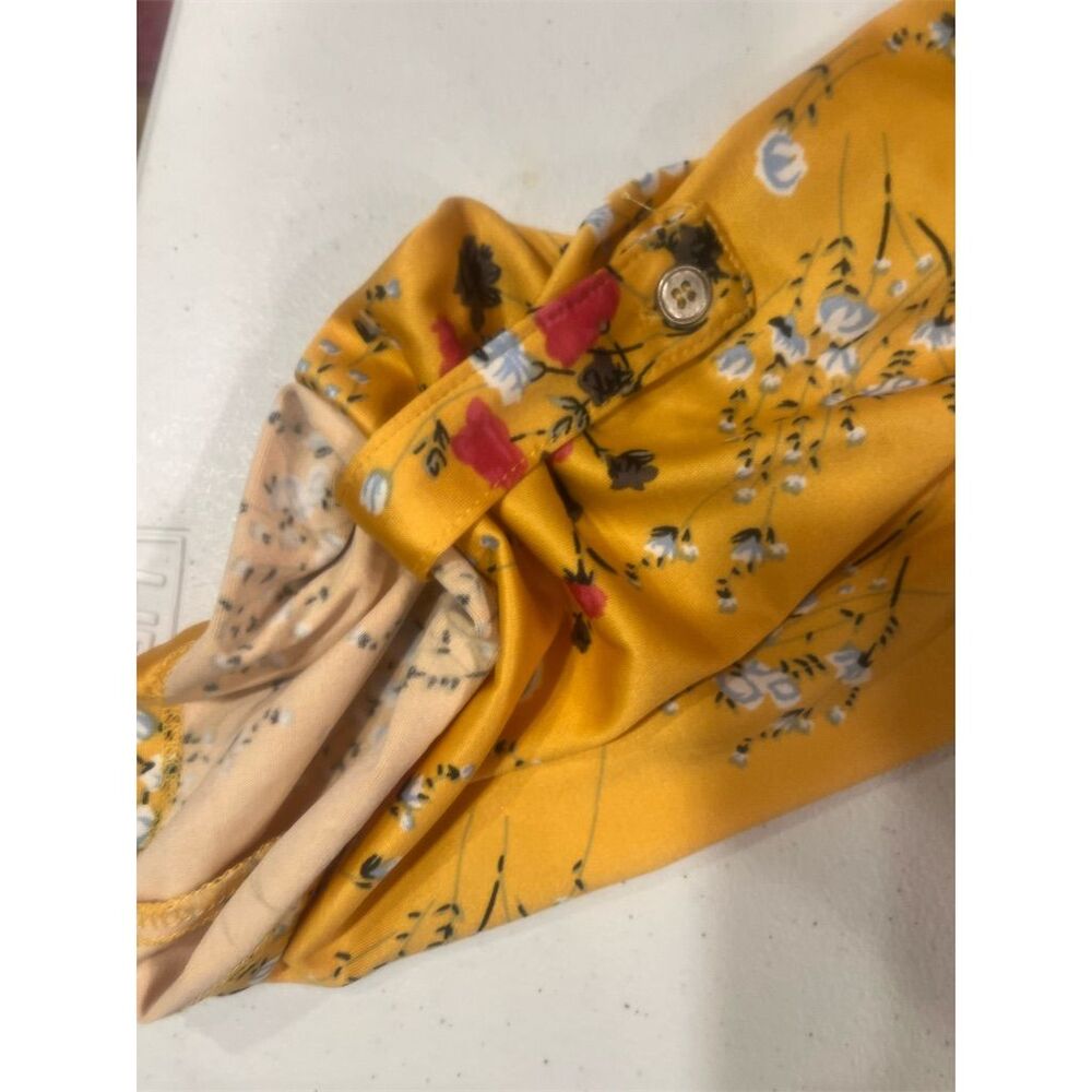 NY Collection Women's Floral Blouse Yellow V-Neck 3/4 Sleeve Standard Size M - Picture 9 of 15